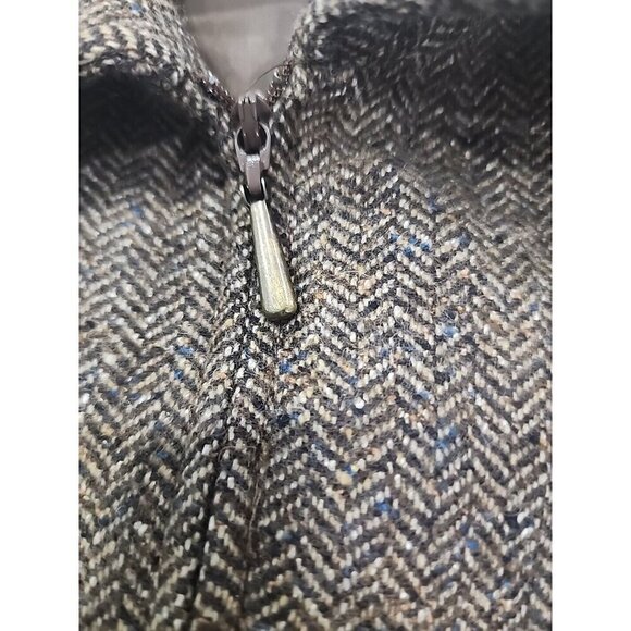 Talbots Wool & Silk Jacket Coat Brown Tweed Full Zip Herringbone Lined Women's 8 - Picture 11 of 12